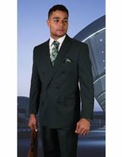  Mens Hunter Green Double Breasted Suit Peak lapel