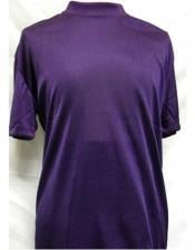  Purple Fabric Mock Neck Shirts For