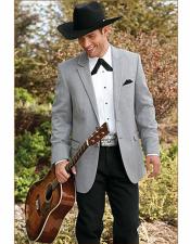  Mens Button Closure Gray Wedding Cowboy Suit