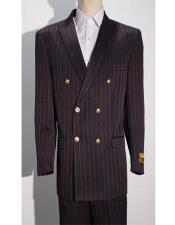  Black/Red Pinstripe Six Button Double Breasted Blazer Sport Coat