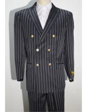  Black ~ White Mens Pinstripe Mens Double Breasted Suits Jacket Blazer