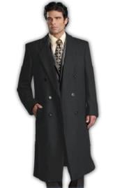  Mens Six Button Charcoal Grey Fully Lined Long Coat