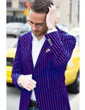  Style#-B6362 Mens Blazer On Sale Purple and Bold White Pinstripe Blazer