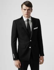  Black Wool Affordable Cheap Priced Mens Dress Suit For Sale With White
