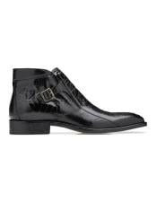  Authentic Genuine Skin Italian Ostrich Ankle Boot Style: R18 - Black