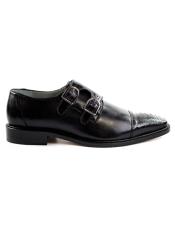  Authentic Genuine Skin Italian Amico Ostrich and Italian- Mens Buckle Dress Shoes