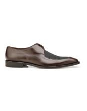  Brown Leather Lining Exotic Stingray Blucher Dress Shoes
