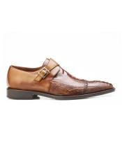  Authentic Genuine Skin Italian Salinas Genuine Ostrich and Italian Calf Dress Shoes Style: 3B6 - Antique Almond Camel