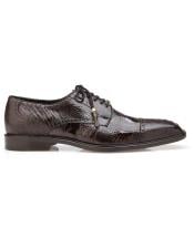  Authentic Genuine Skin Italian Batta Ostrich Cap-toed Derby Dress Shoes Style: 14006 - Chocolate Brown