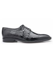 Authentic Genuine Skin Italian Batta Ostrich Cap-toed Derby Dress Shoes Style: 14006 - Black