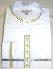  Daniel Ellissa Mens French Cuff Shirt White ~ Gold