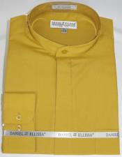  Daniel Ellissa Mens French Cuff Shirt Gold ~ Mustard