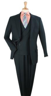  Apollo King Mens 3pc 100% Wool Classic Fit Suit - Double Breasted