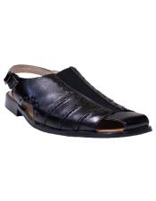  Sandals Mens Solid Pattern Black Majestic