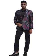  Style#-B6362 Navy Blue Shawl Lapel Slim Fit Tuxedo Dinner Jacket for Men