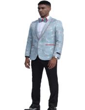  Sky Blue Floral Pattern Fashion Blazer Perfect for Prom