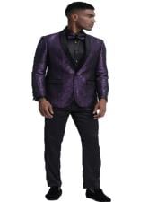  Style#-B6362 Mens Purple Floral Pattern Fashion Blazer Perfect for Prom