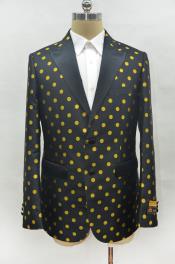  Style#-B6362 Mens Black ~ Gold Cheap Priced Designer Fashion Dress Casual Blazer