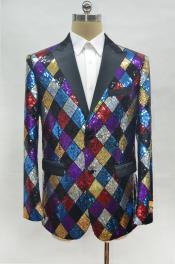  Rainbow Tuxedo with Matching Bow Tie Mens Rainbow One Chest Pocket Peak Lapel Prom Blazer