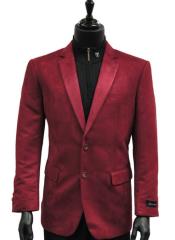  Men Cranberry Wine Micro Suede 2 Button Dress Casual Work Blazer
