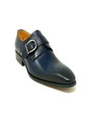  Carrucci Buckle Monk Strap In Navy- Mens Buckle Dress Shoes