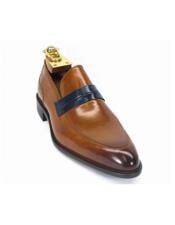  Mens Two Toned Slip On Style Fashionable Carrucci Cognac Stylish Dress Loafer