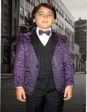  Mens Purple Textured Pattern Tuxedo