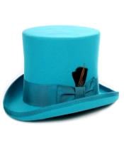  Premium Wool Turquoise Top Hat ~ Tuxedo Hat