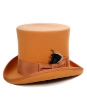  Wool Orange Top Hat ~ Tuxedo Hat