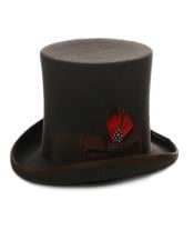  Premium Wool Brown Top Hat ~ Tuxedo Hat