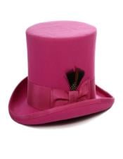  Wool Fuchsia Top Hat ~ Tuxedo Hat