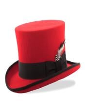  Wool Red and Black Top Hat ~ Tuxedo Hat