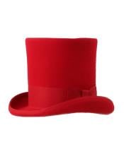 Premium Wool Red Top Hat ~ Tuxedo Hat