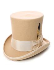  Wool Beige Top Hat ~ Tuxedo Hat