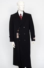  Black Double Breasted Full Length Coat