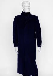  Mens Navy 4 Buttons  Full Length All Weather Coat Duster Maxi