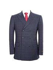  Navy 6 Buttons Double Breasted Suits 3 Piece Classic Fit Suit 