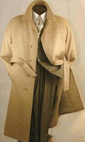  Camel Color Mens Full Length Wool Overcoat Belted Wool Overcoat