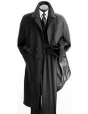  Mens Full Length Wool Overcoat Belted Charcoal Grey Belted Wool Overcoat
