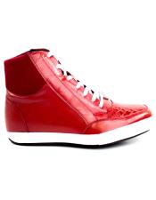  Red Leather Lining Authentic Genuine Skin Italian Dress Sneaker