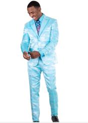  Slim Fit Fashion Aqua ~ Turqpise Color Paisley Floral Suit or Tuxedo