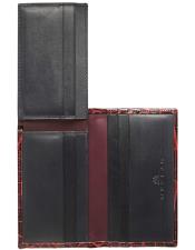  Alligator Skin Wallet - Crocodile Wallet Mezlan Brand LG02-J_BLACK_RED By Mezlan