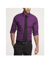  Purple and Black Tie Mens Dress Shirt