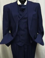  Navy Blue Two Button Harvey Style Double breasted Pleated Pants