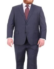  Mens Portly Fit Heather Blue Two Button Wool Blend Suit Executive Fit