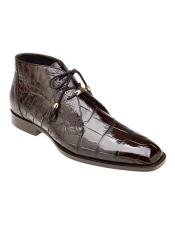  Mens Crocodile Boots - Ankle Boot Authentic Genuine Skin Italian Stefano Chocolate