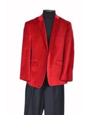  velour Mens blazer Jacket Sport Coat- Red