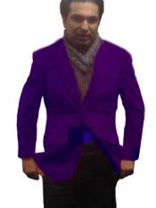  Mens blazer Jacket  Single-Breasted Fully Lined Mens 2 Btn Notch Collar Velvet Purple