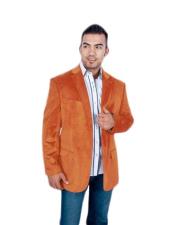 Velour Mens blazer Jacket Mens Stylish 2 Button Orange Discounted Affordable Velvet