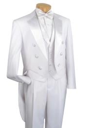  Mens Tailcoat White Tail Tuxedo With Lapelled Vest Available Peak or 